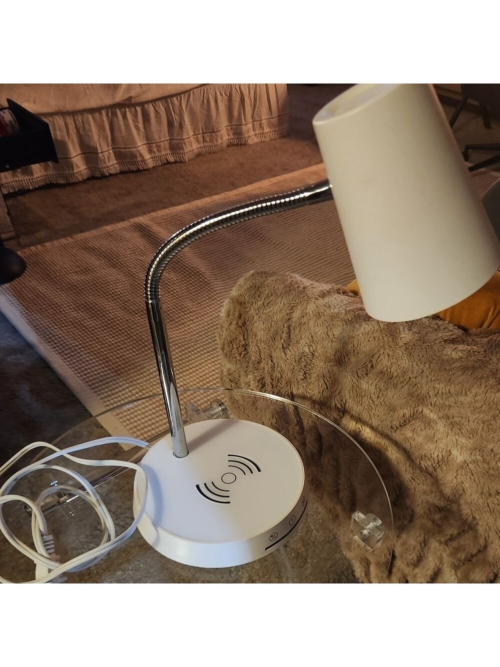 Sleek White LED Desk Lamp with Wireless Charging